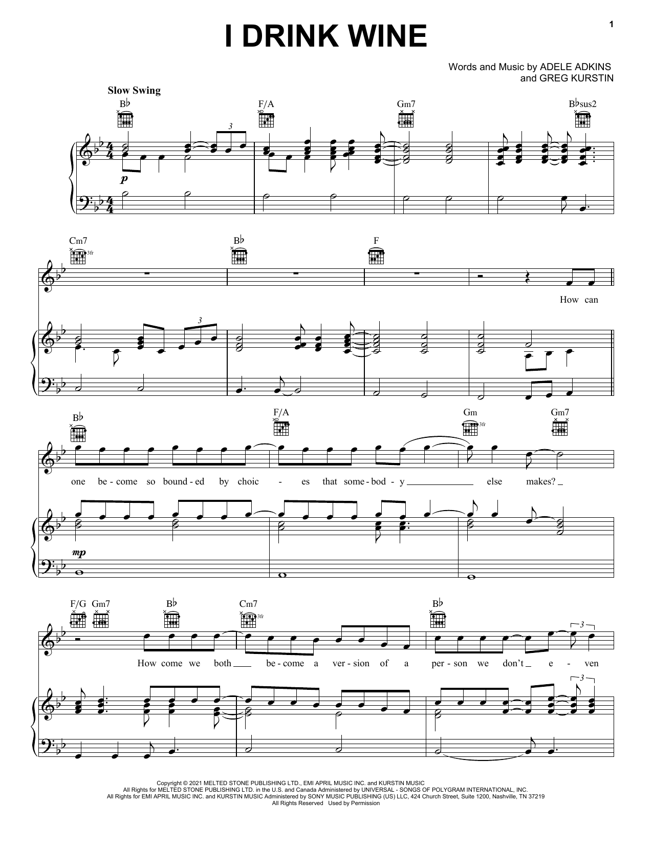 Download Adele I Drink Wine Sheet Music and learn how to play Ukulele PDF digital score in minutes