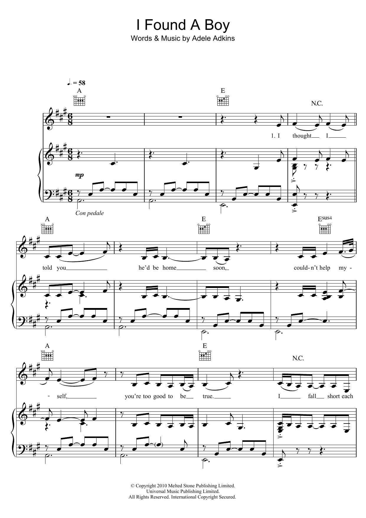 Download Adele I Found A Boy Sheet Music and learn how to play Lyrics & Chords PDF digital score in minutes