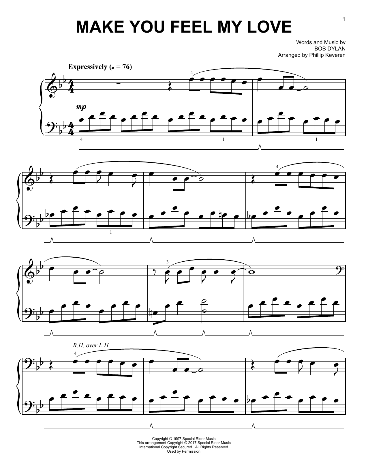 Download Phillip Keveren Make You Feel My Love Sheet Music and learn how to play Easy Piano PDF digital score in minutes