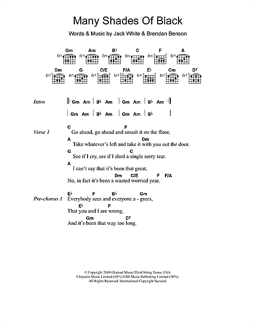 Download Adele Many Shades Of Black Sheet Music and learn how to play Lyrics & Chords PDF digital score in minutes