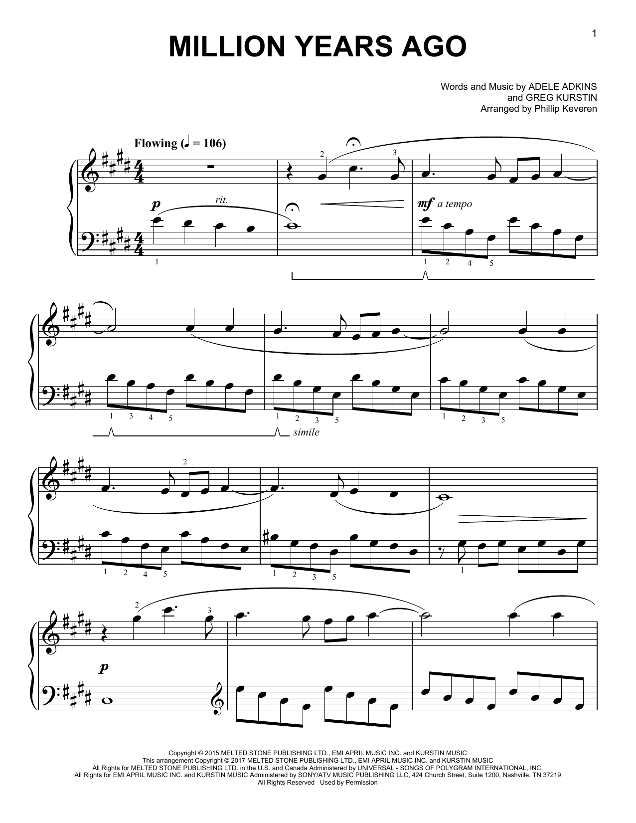 Download Phillip Keveren Million Years Ago Sheet Music and learn how to play Easy Piano PDF digital score in minutes