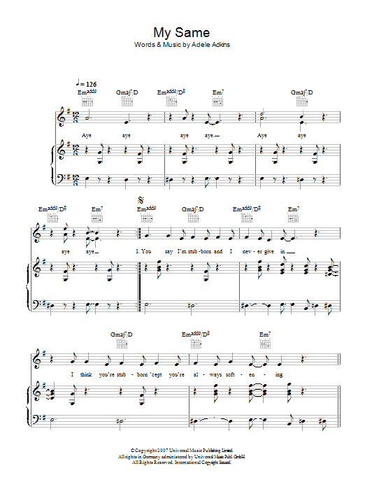 Download Adele My Same Sheet Music and learn how to play Guitar Tab PDF digital score in minutes