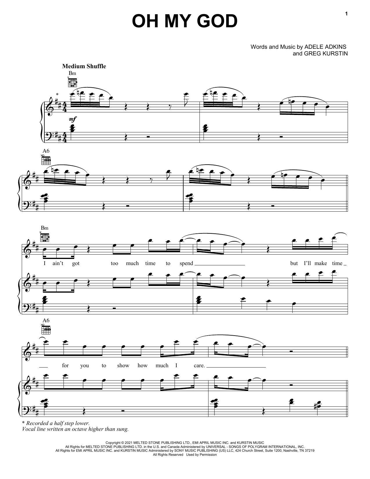 Download Adele Oh My God Sheet Music and learn how to play Really Easy Guitar PDF digital score in minutes
