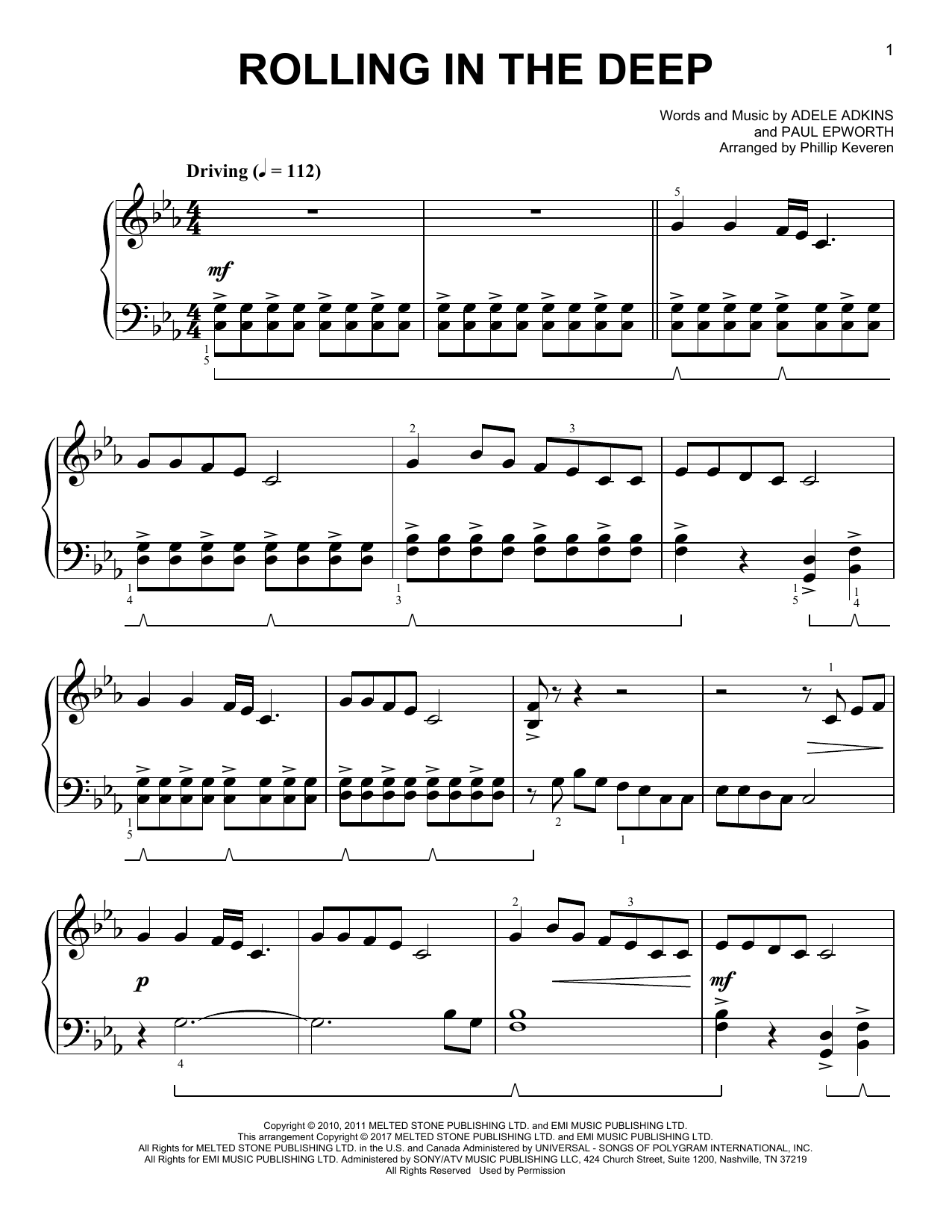 Download Phillip Keveren Rolling In The Deep Sheet Music and learn how to play Easy Piano PDF digital score in minutes
