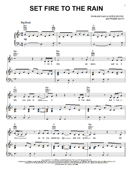 Adele Set Fire To The Rain (arr. Christopher Hussey) Sheet Music