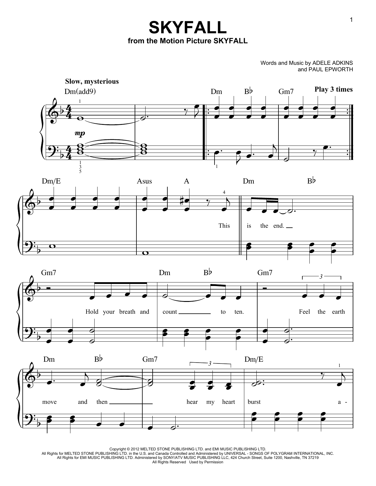 Download Adele Skyfall Sheet Music and learn how to play Violin Duet PDF digital score in minutes