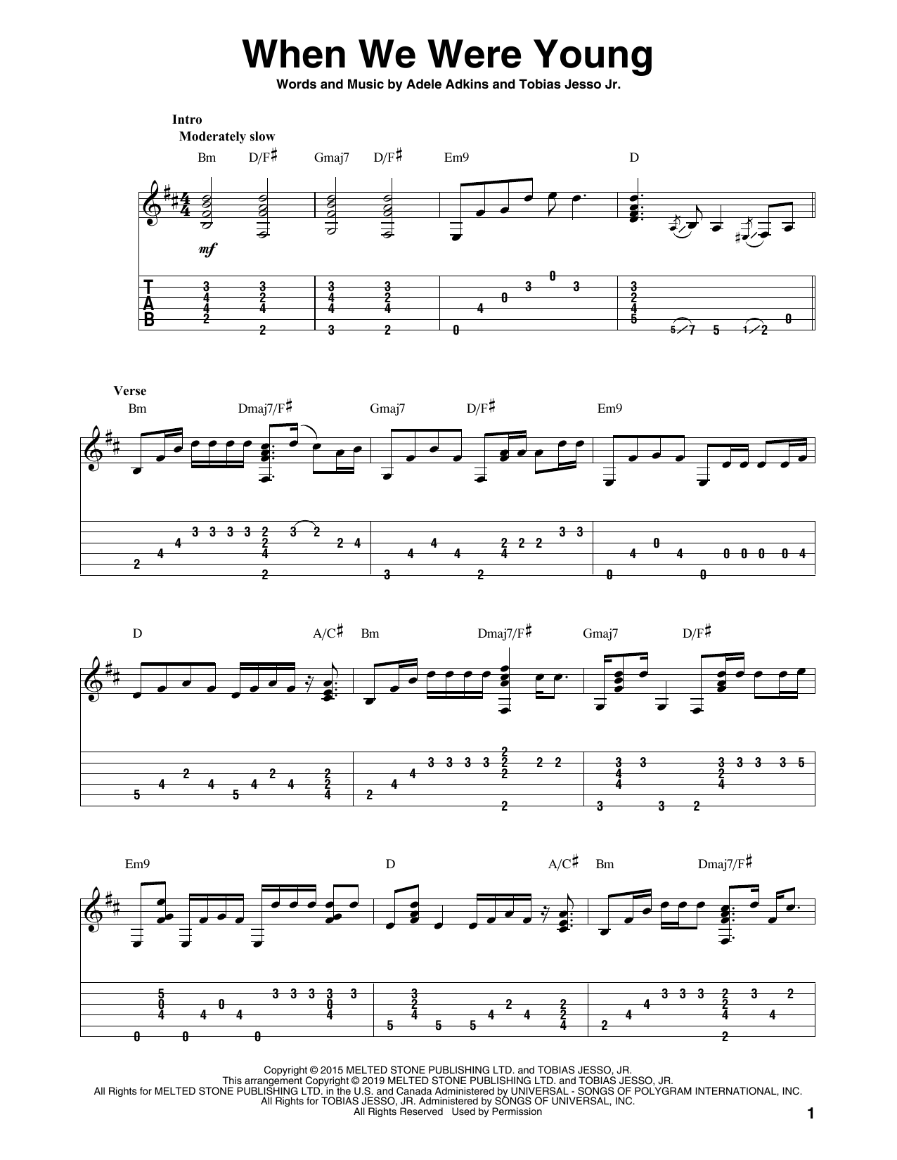Download Adele When We Were Young (arr. Bill LaFleur) Sheet Music and learn how to play Solo Guitar PDF digital score in minutes