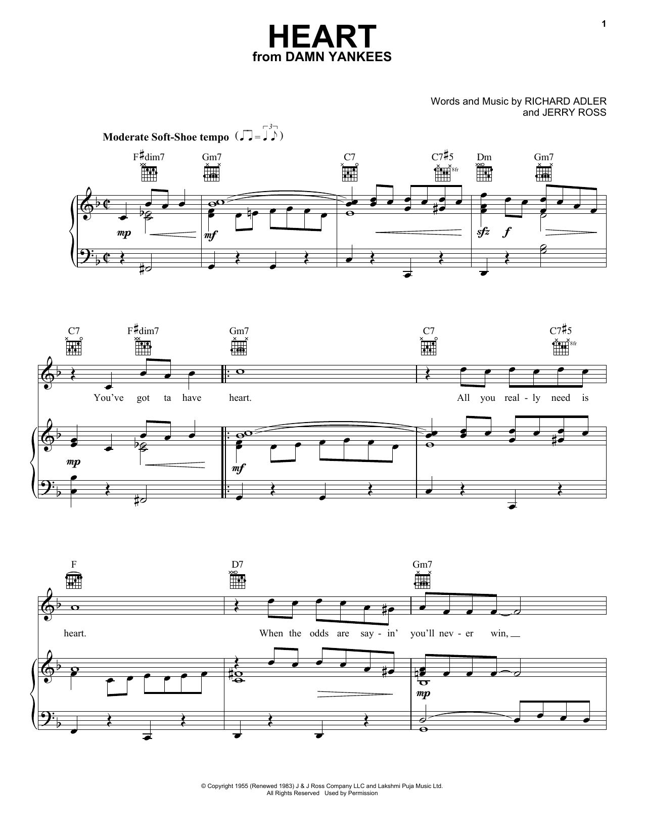 Download Adler & Ross Heart Sheet Music and learn how to play Piano, Vocal & Guitar (Right-Hand Melody) PDF digital score in minutes