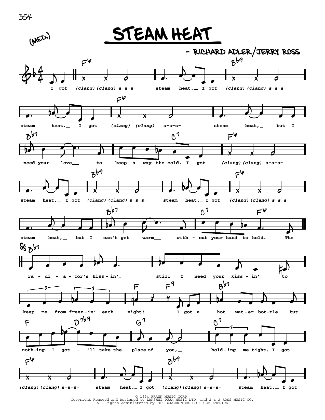 Download Adler & Ross Steam Heat (High Voice) Sheet Music and learn how to play Real Book – Melody, Lyrics & Chords PDF digital score in minutes