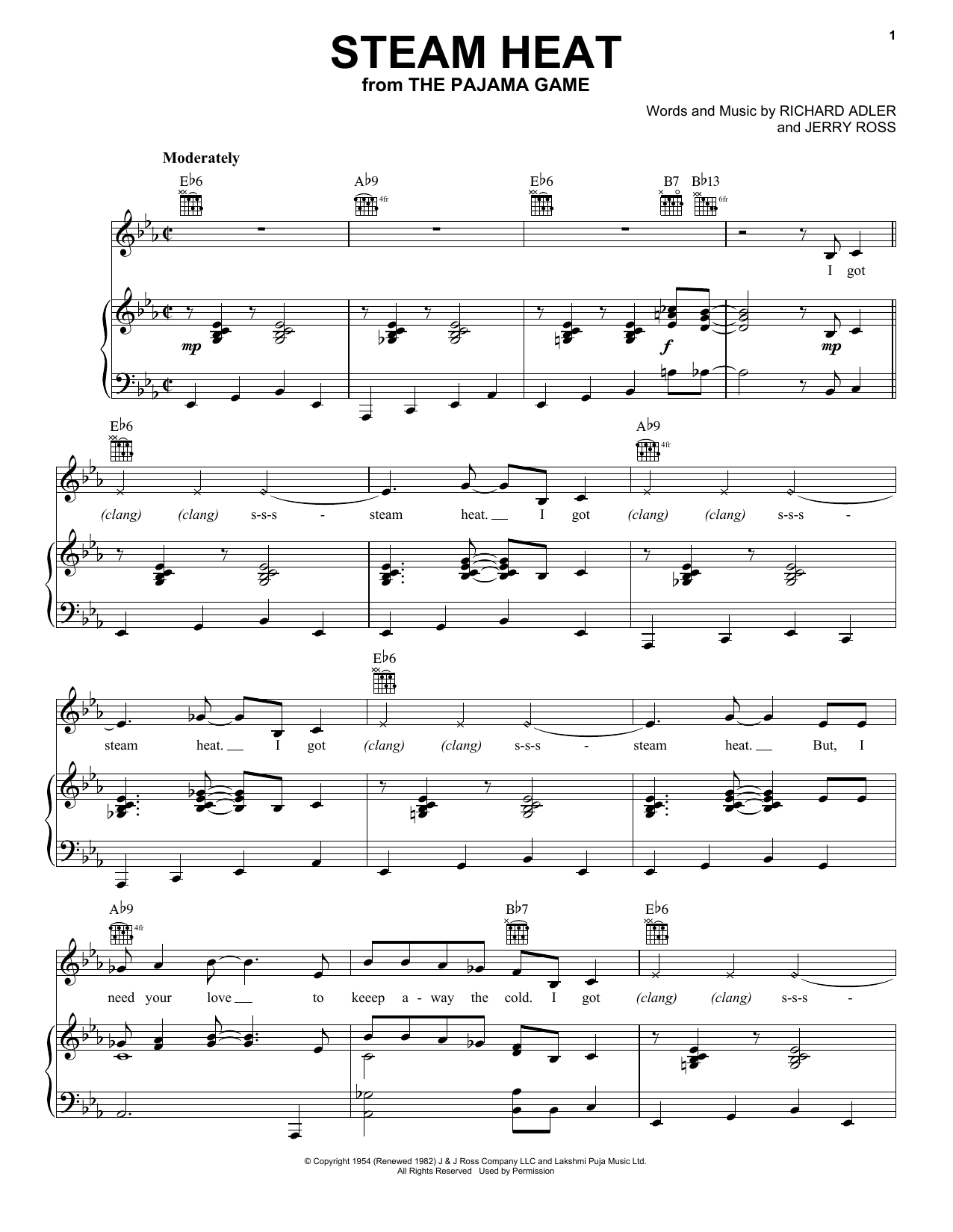 Download Adler & Ross Steam Heat Sheet Music and learn how to play Piano, Vocal & Guitar (Right-Hand Melody) PDF digital score in minutes