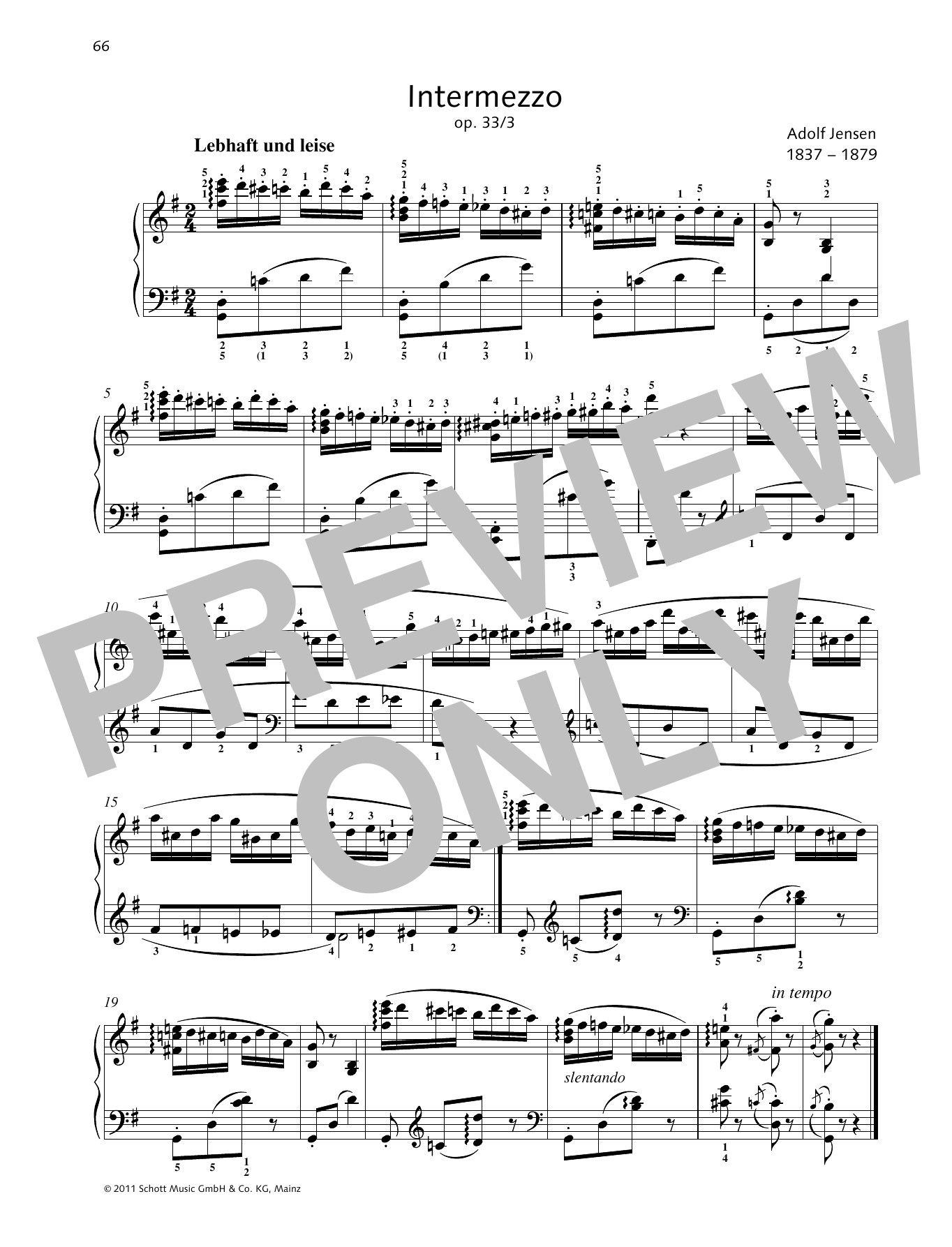 Download Adolf Jensen Intermezzo Sheet Music and learn how to play Piano Solo PDF digital score in minutes
