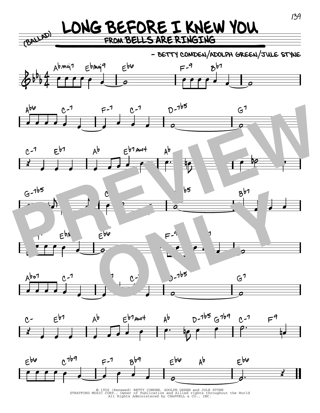 Download Adolph Green Long Before I Knew You Sheet Music and learn how to play Real Book – Melody & Chords PDF digital score in minutes