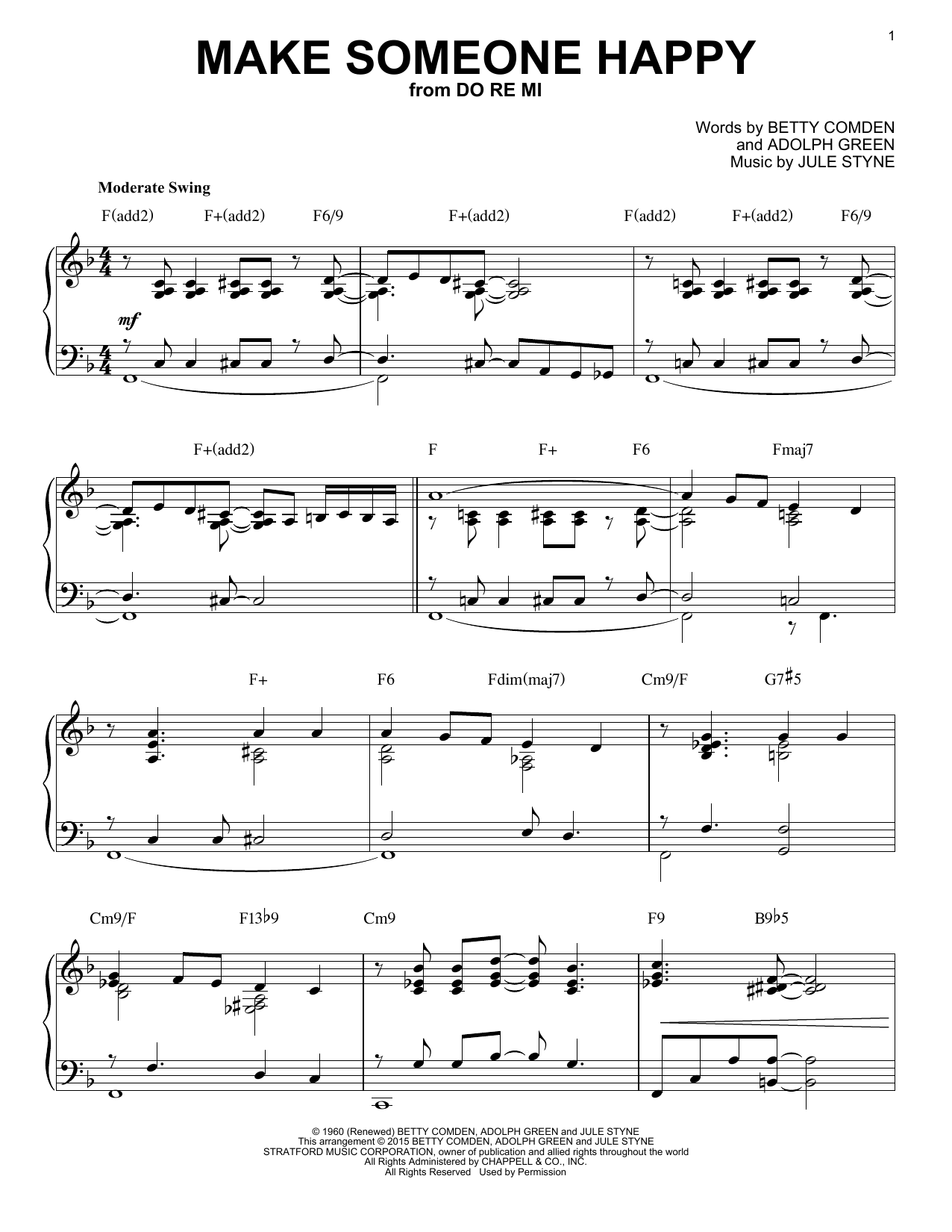 Download Jule Styne Make Someone Happy Sheet Music and learn how to play Piano PDF digital score in minutes