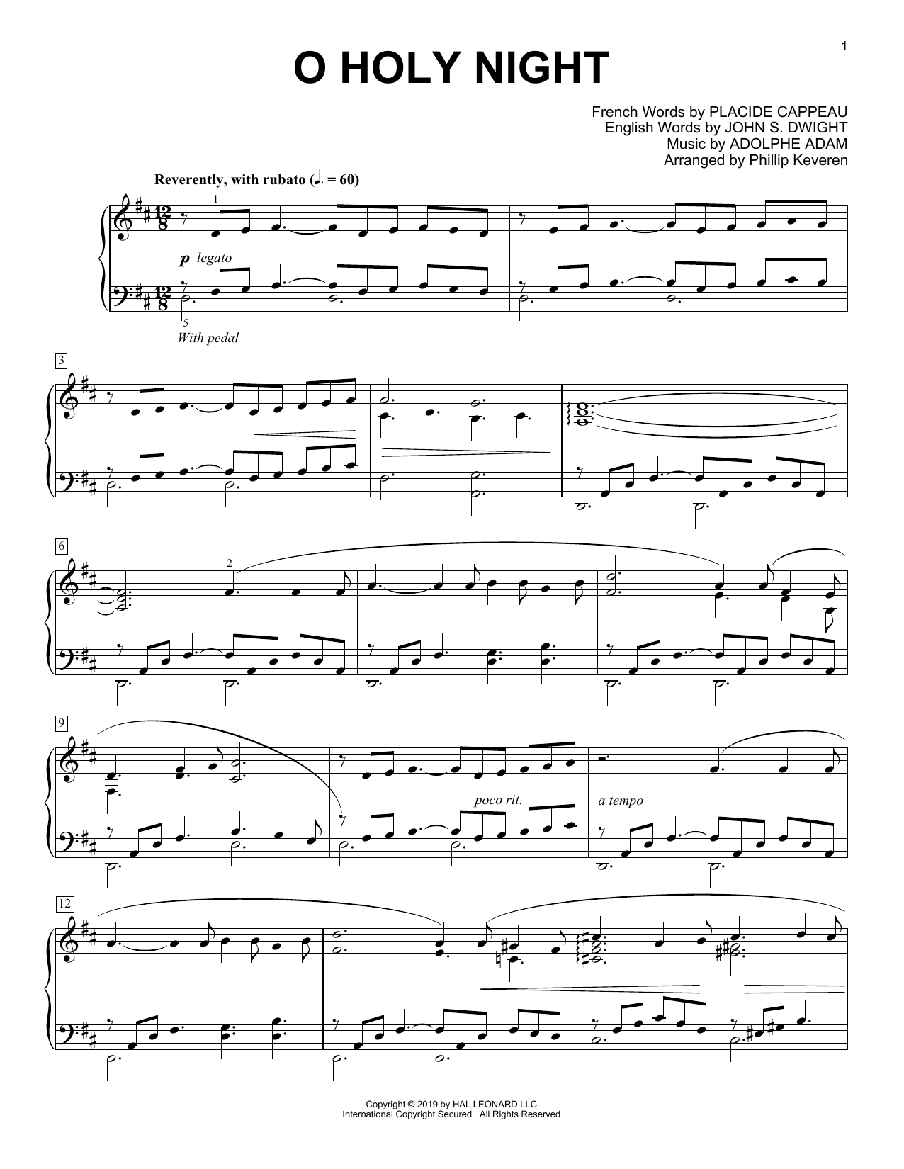 Download Adolphe Adam O Holy Night [Classical version] (arr. Phillip Keveren) Sheet Music and learn how to play Piano Solo PDF digital score in minutes