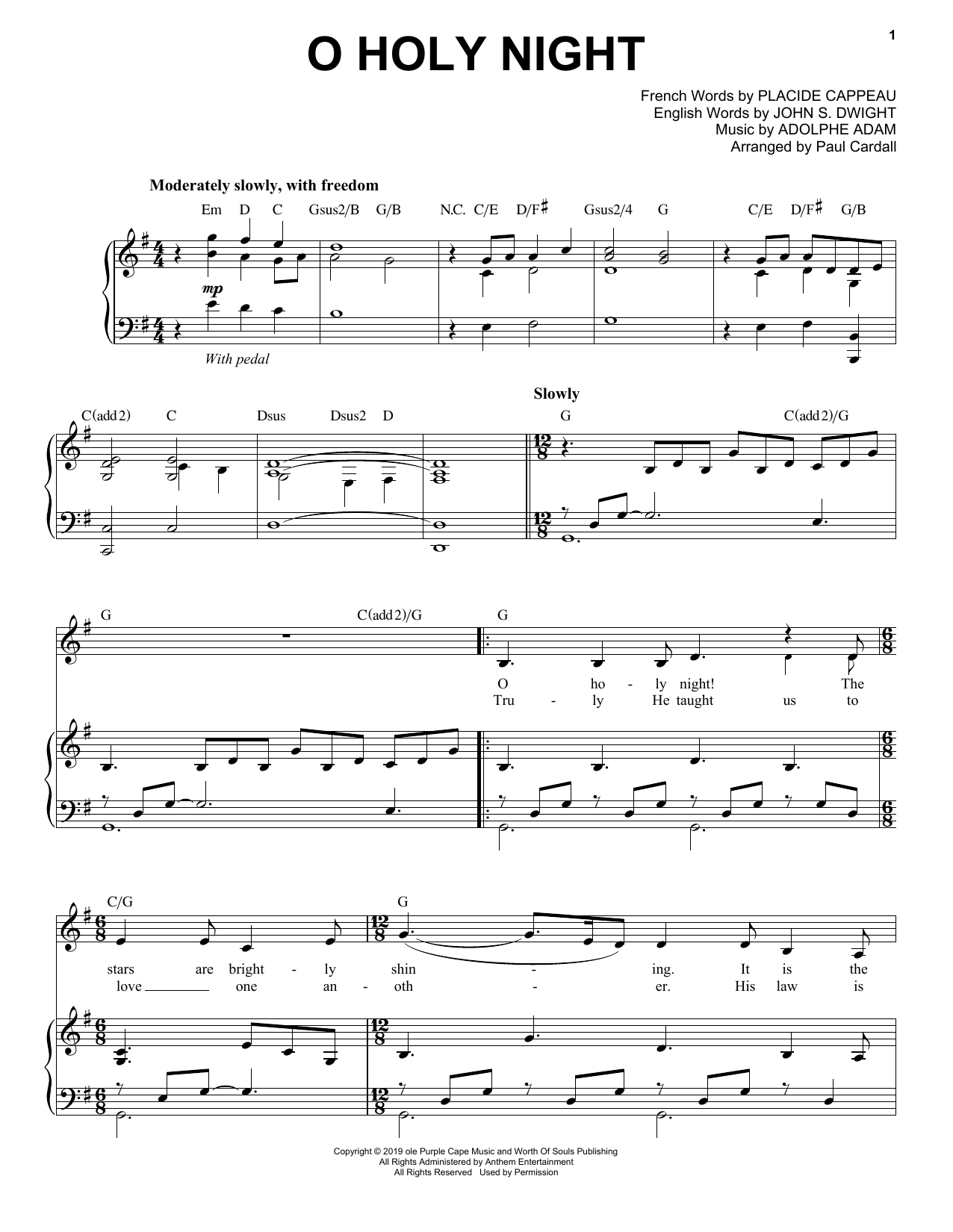 Download Adolphe Adam O Holy Night (feat. CeCe Winans) (arr. Paul Cardall) Sheet Music and learn how to play Piano Solo PDF digital score in minutes