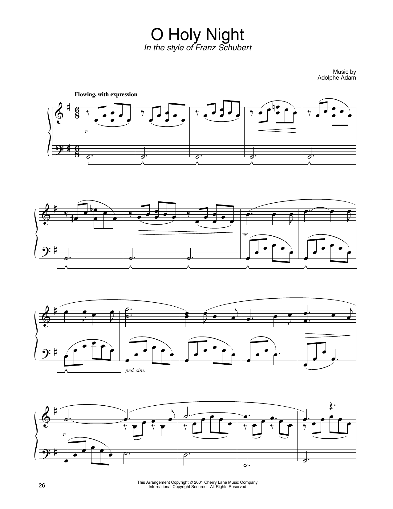 Download Adolphe Adam O Holy Night (in the style of Franz Schubert) (arr. Carol Klose) Sheet Music and learn how to play Piano Solo PDF digital score in minutes