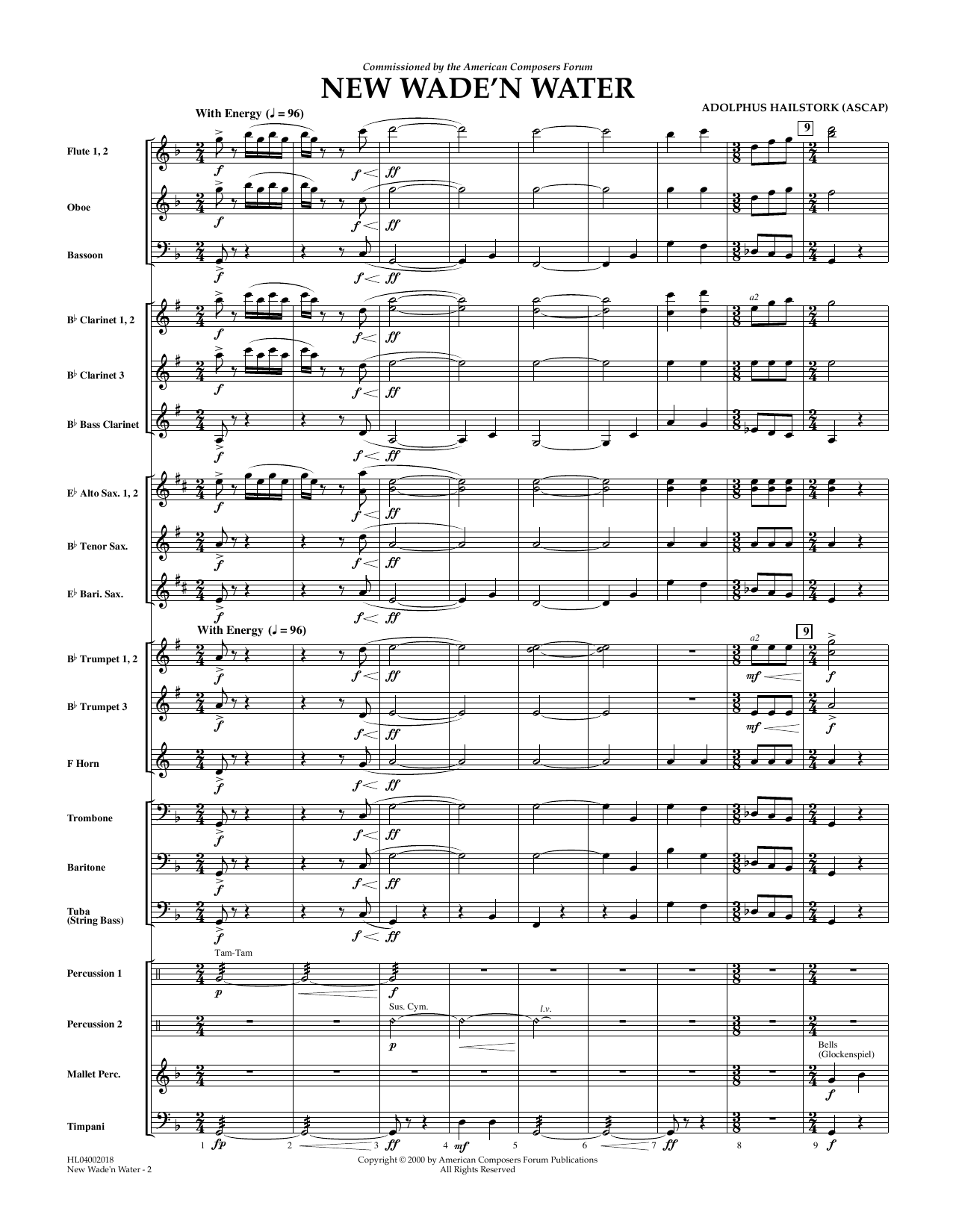 Download Adolphus Hailstork New Wade 'n Water - Full Score Sheet Music and learn how to play Concert Band PDF digital score in minutes