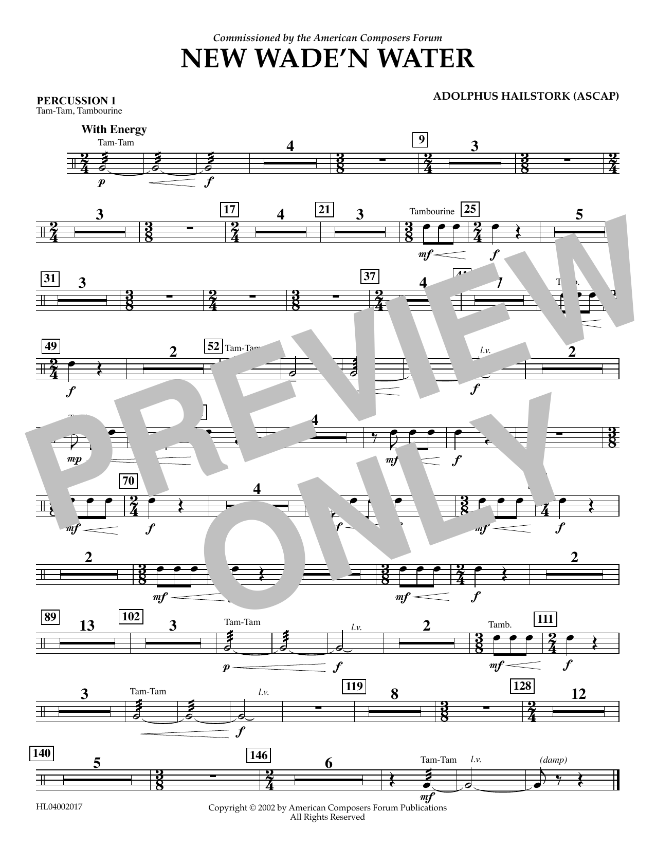Download Adolphus Hailstork New Wade 'n Water - Percussion 1 Sheet Music and learn how to play Concert Band PDF digital score in minutes