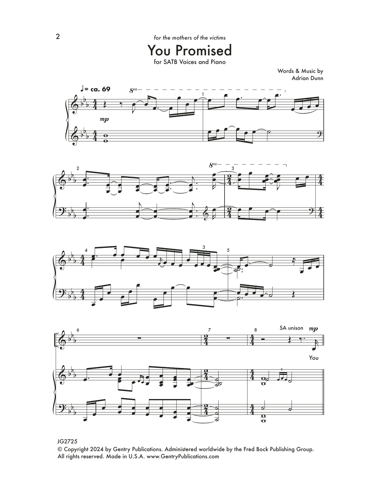 Download Adrian Dunn You Promised Sheet Music and learn how to play SATB Choir PDF digital score in minutes