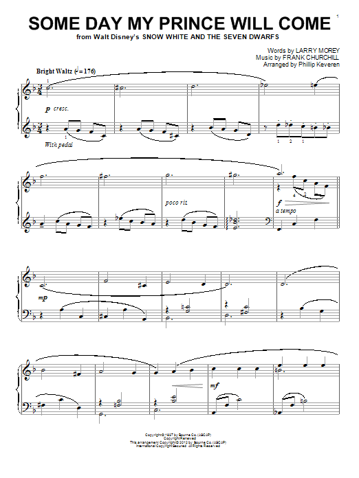 Download Frank Churchill Some Day My Prince Will Come [Classical version] (arr. Phillip Keveren) Sheet Music and learn how to play Piano Solo PDF digital score in minutes