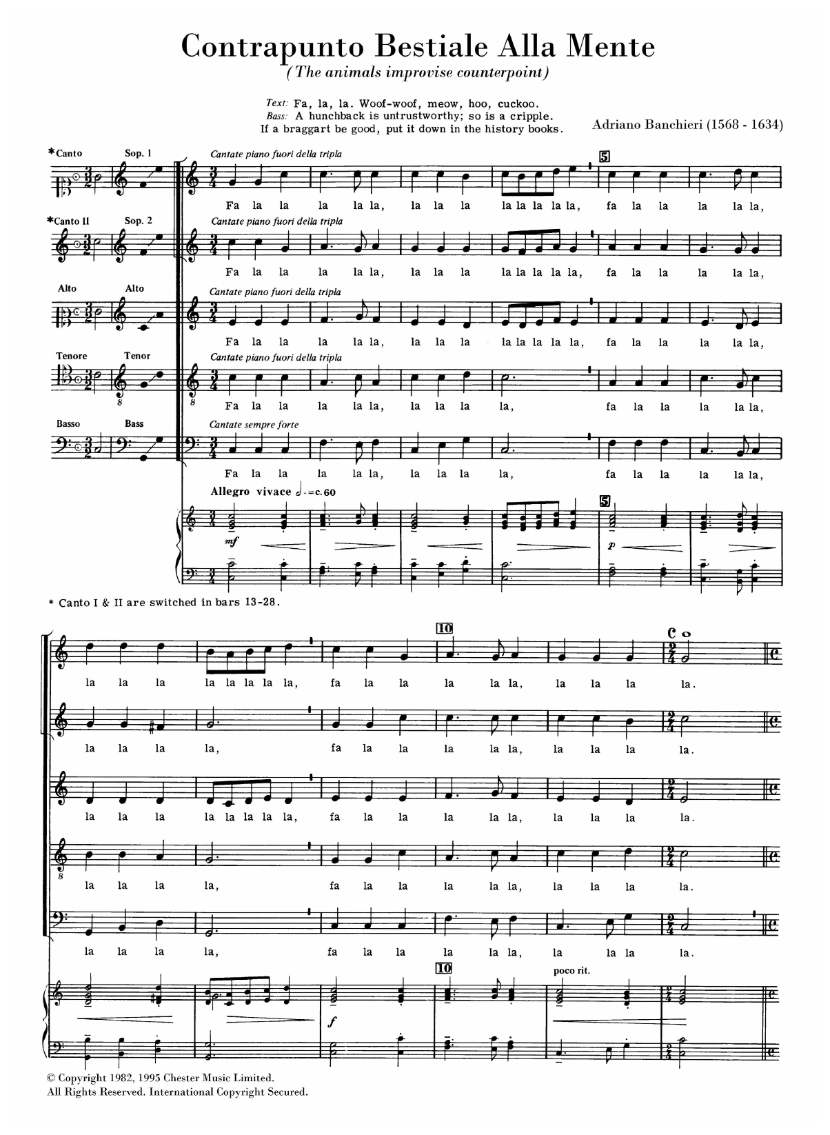 Download Adriano Banchieri Contrapunto Bestiale (arr. Anthony Petti) Sheet Music and learn how to play SATB Choir PDF digital score in minutes