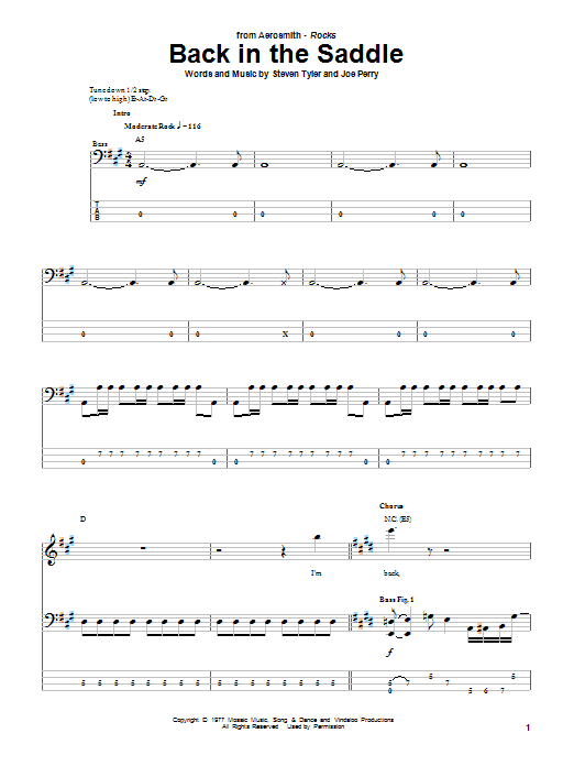 Download Aerosmith Back In The Saddle Sheet Music and learn how to play Drums Transcription PDF digital score in minutes