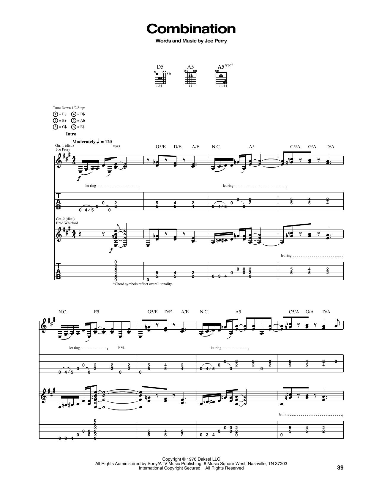 Download Aerosmith Combination Sheet Music and learn how to play Guitar Tab PDF digital score in minutes