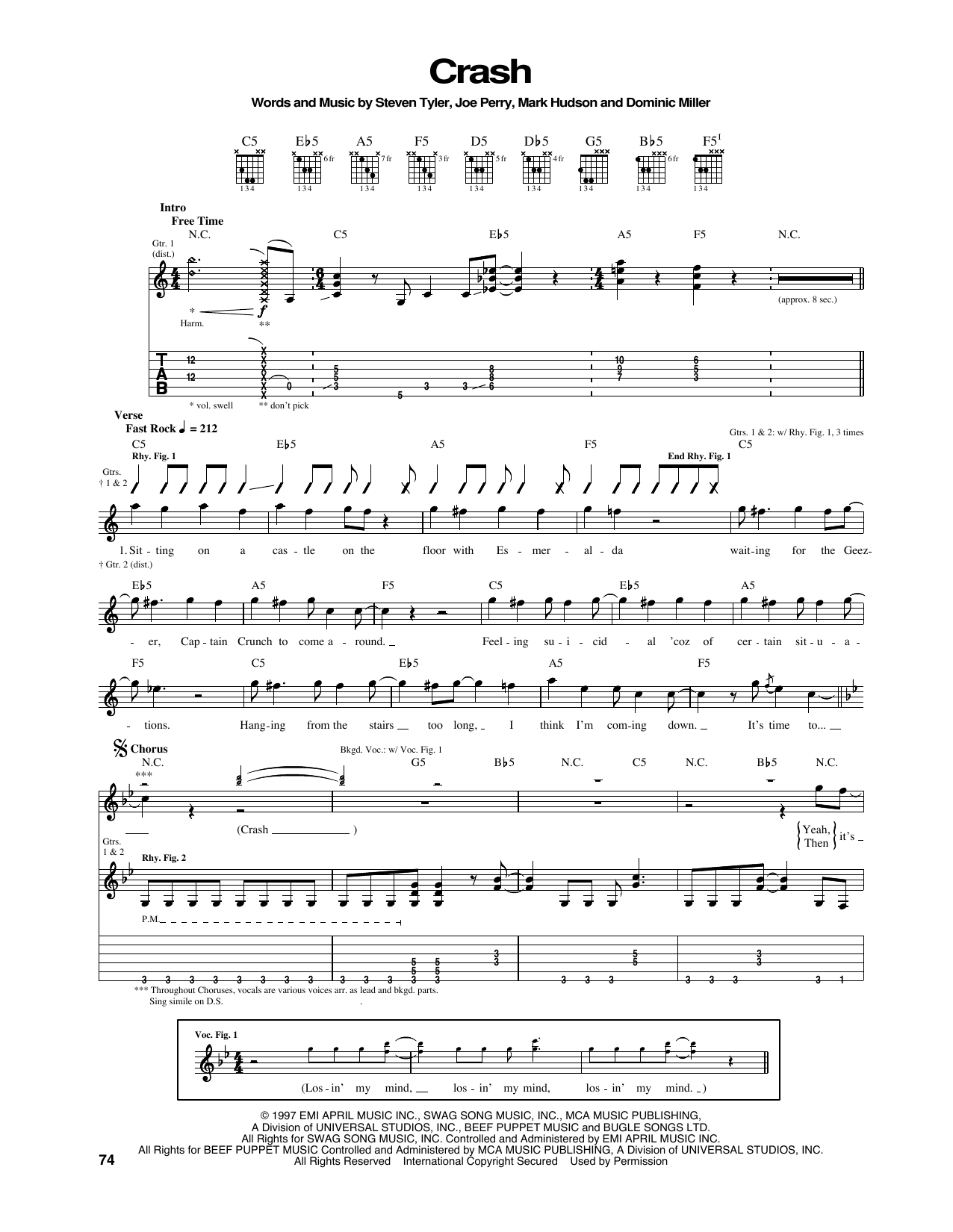 Download Aerosmith Crash Sheet Music and learn how to play Guitar Tab PDF digital score in minutes