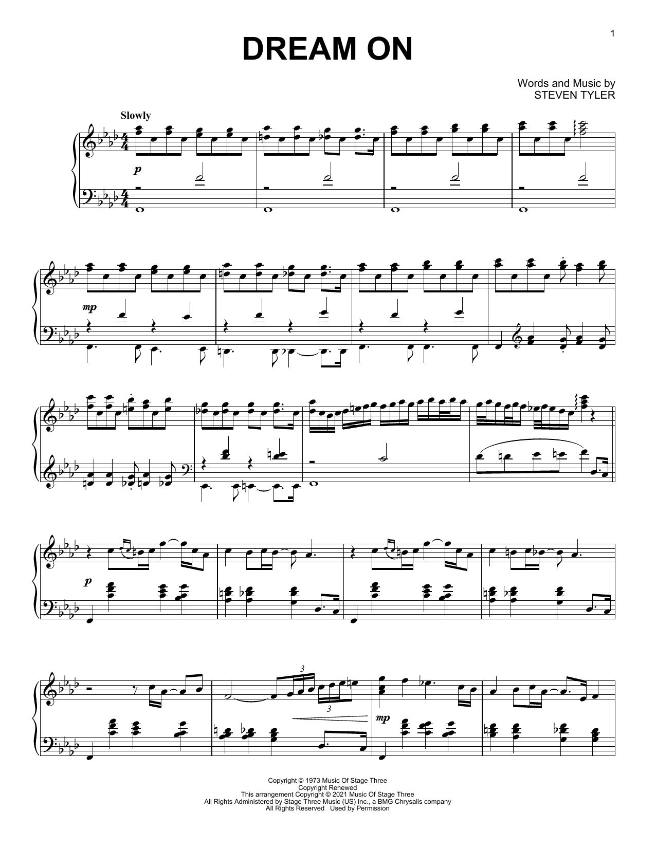 Download Aerosmith Dream On [Classical version] Sheet Music and learn how to play Piano Solo PDF digital score in minutes