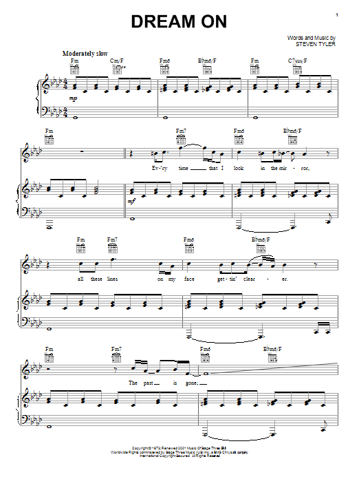 Download Aerosmith Dream On Sheet Music and learn how to play Bass Guitar Tab PDF digital score in minutes
