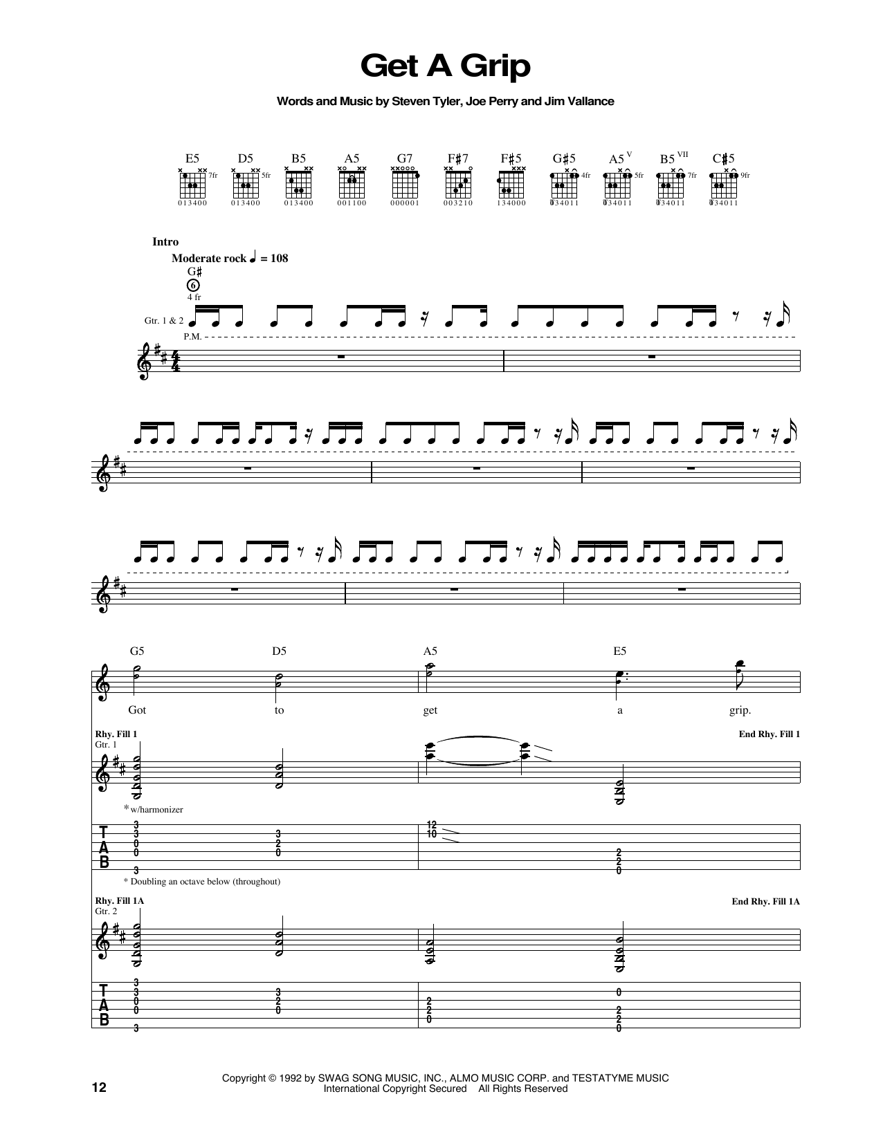 Download Aerosmith Get A Grip Sheet Music and learn how to play Guitar Tab PDF digital score in minutes