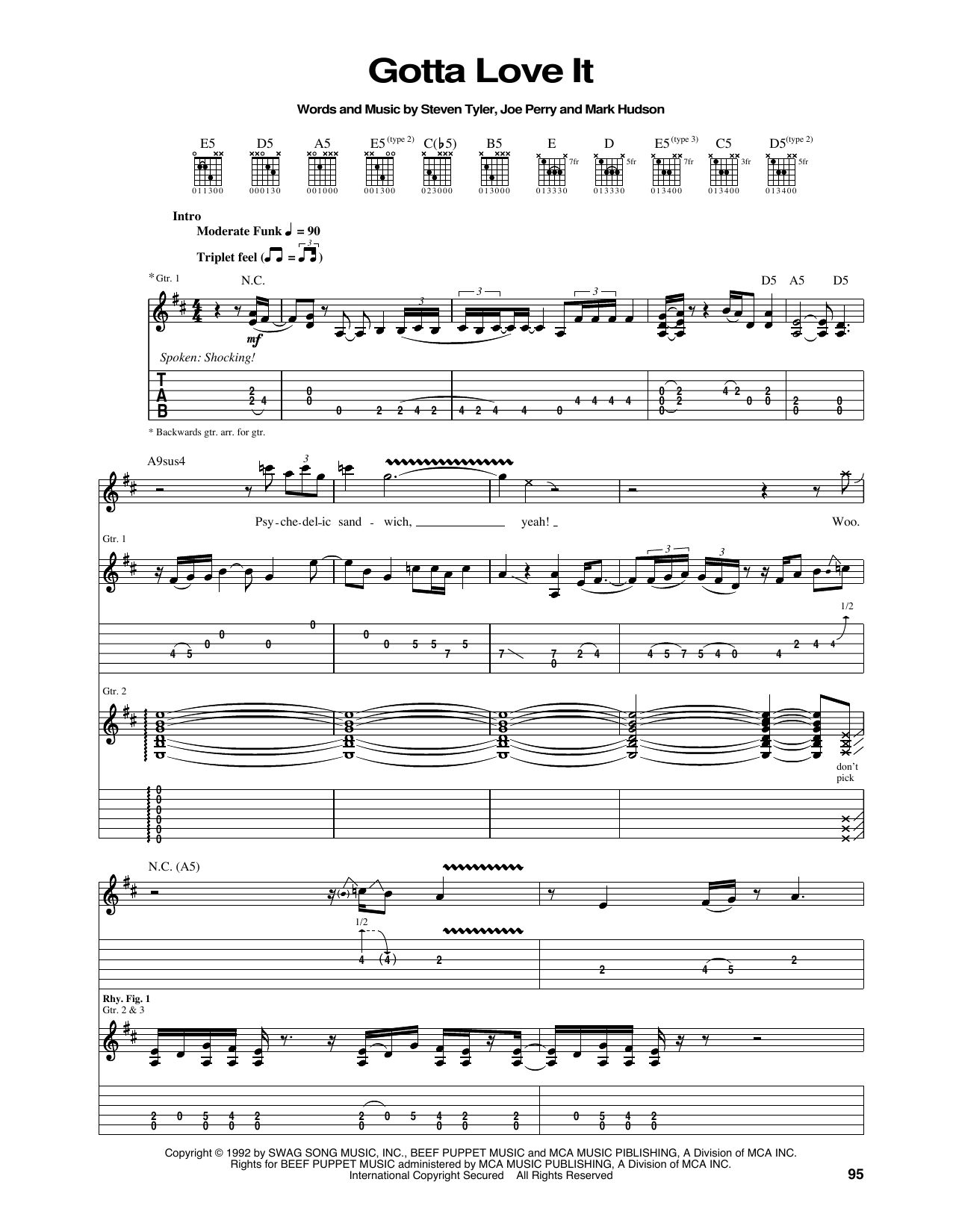 Download Aerosmith Gotta Love It Sheet Music and learn how to play Guitar Tab PDF digital score in minutes