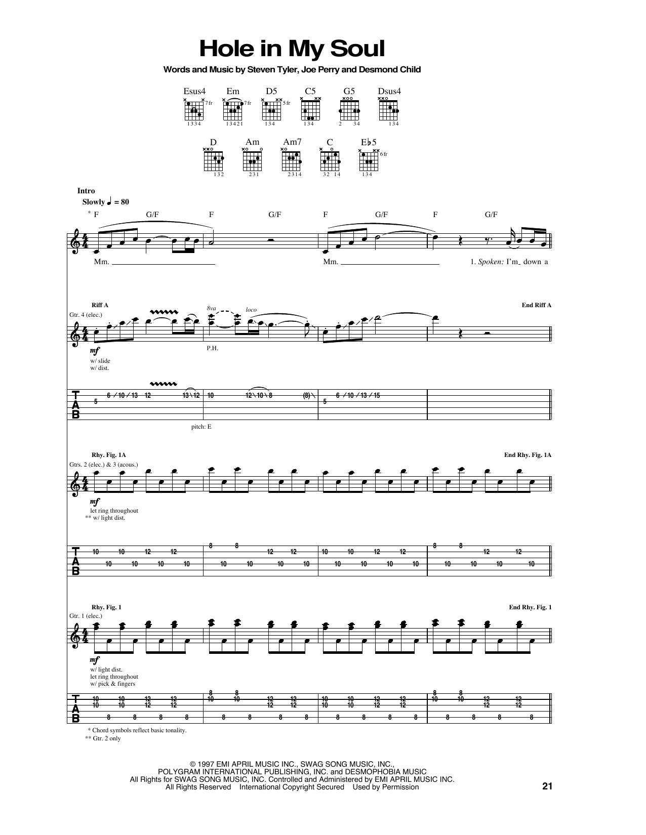 Download Aerosmith Hole In My Soul Sheet Music and learn how to play Guitar Tab PDF digital score in minutes