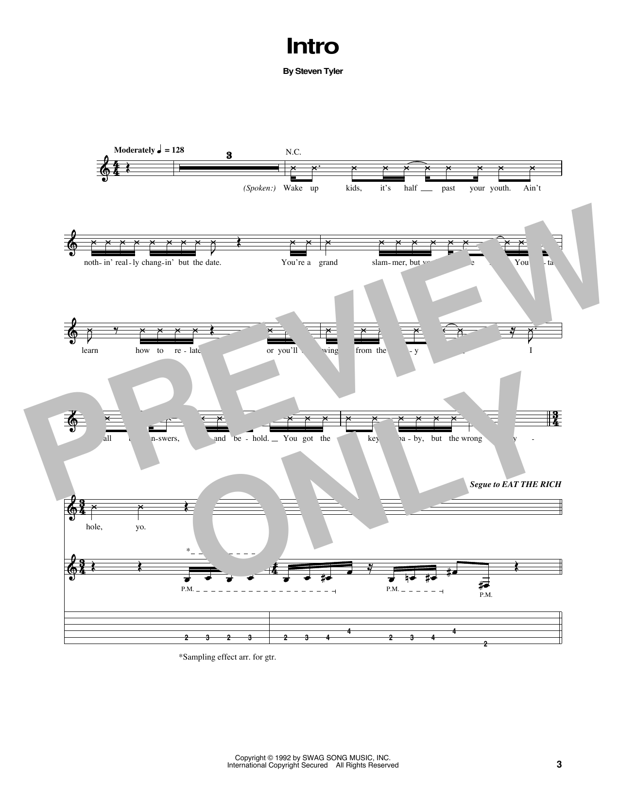 Download Aerosmith Intro Sheet Music and learn how to play Guitar Tab PDF digital score in minutes