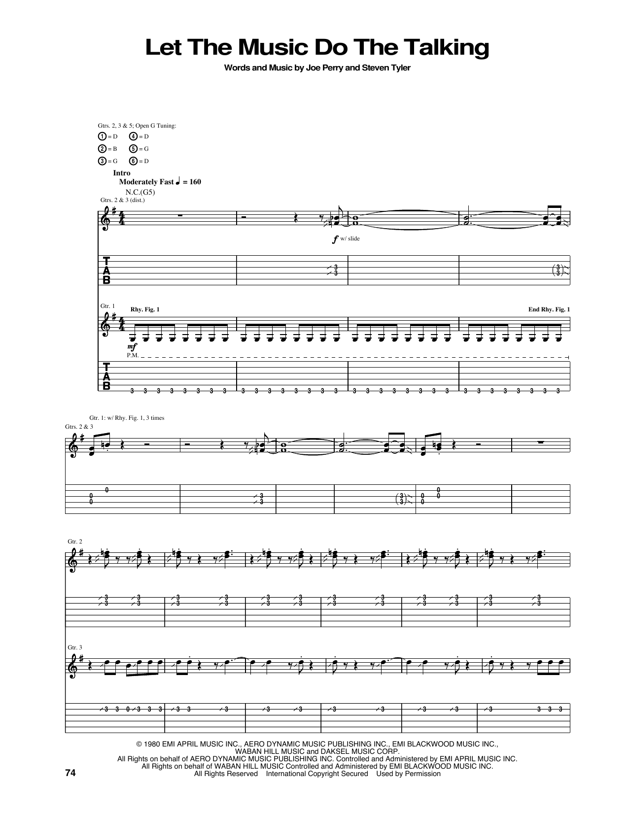 Download Aerosmith Let The Music Do The Talking Sheet Music and learn how to play Piano, Vocal & Guitar Chords (Right-Hand Melody) PDF digital score in minutes