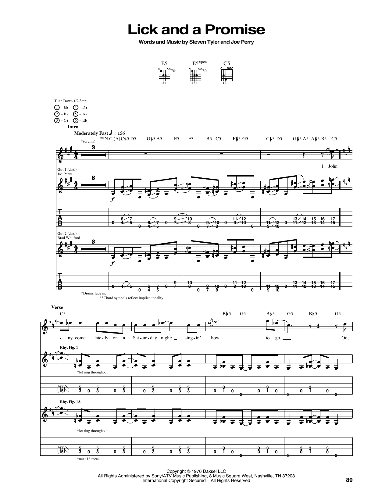 Download Aerosmith Lick And A Promise Sheet Music and learn how to play Guitar Tab PDF digital score in minutes