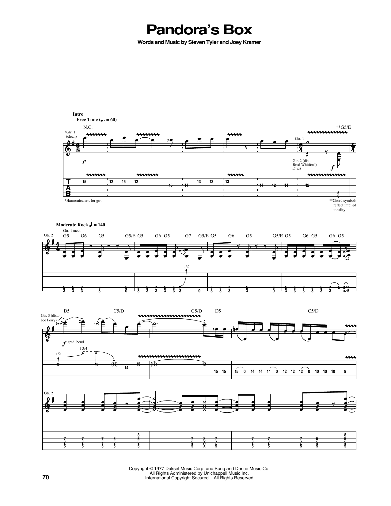 Download Aerosmith Pandora's Box Sheet Music and learn how to play Guitar Tab PDF digital score in minutes