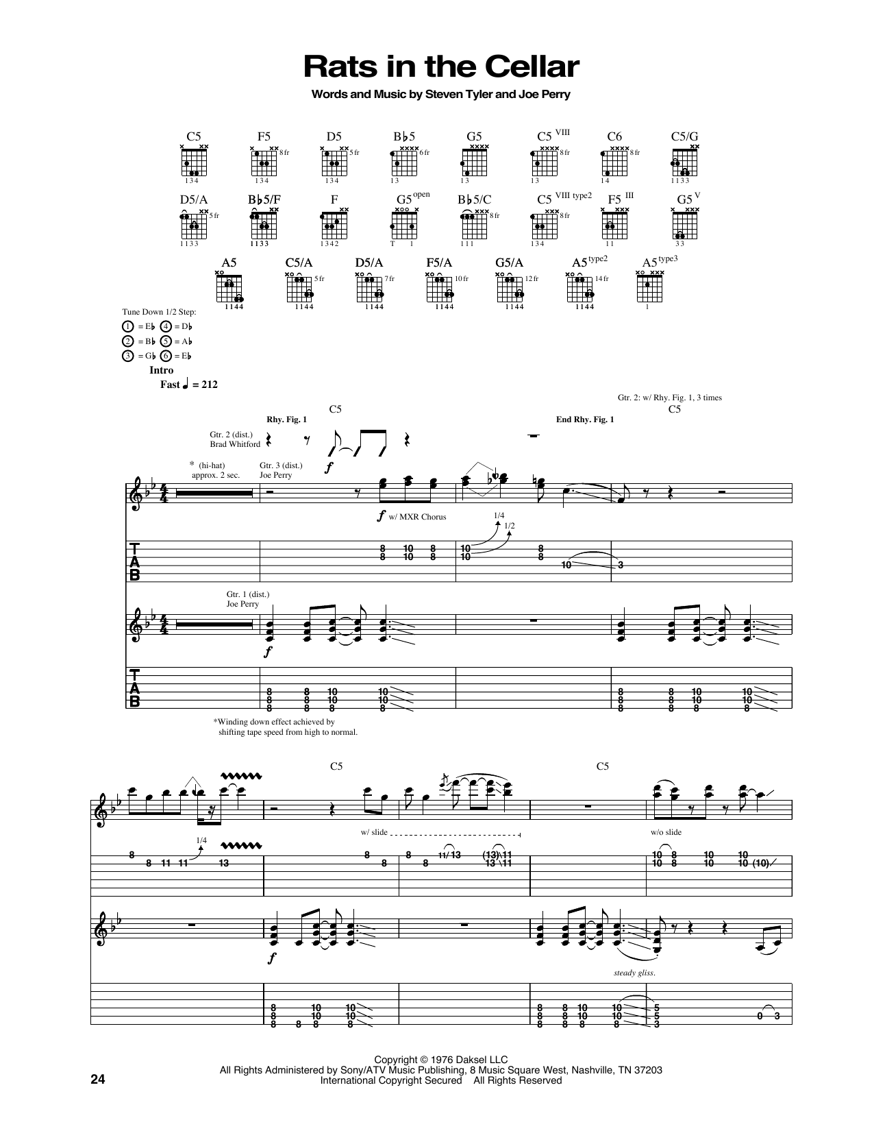 Download Aerosmith Rats In The Cellar Sheet Music and learn how to play Guitar Tab PDF digital score in minutes