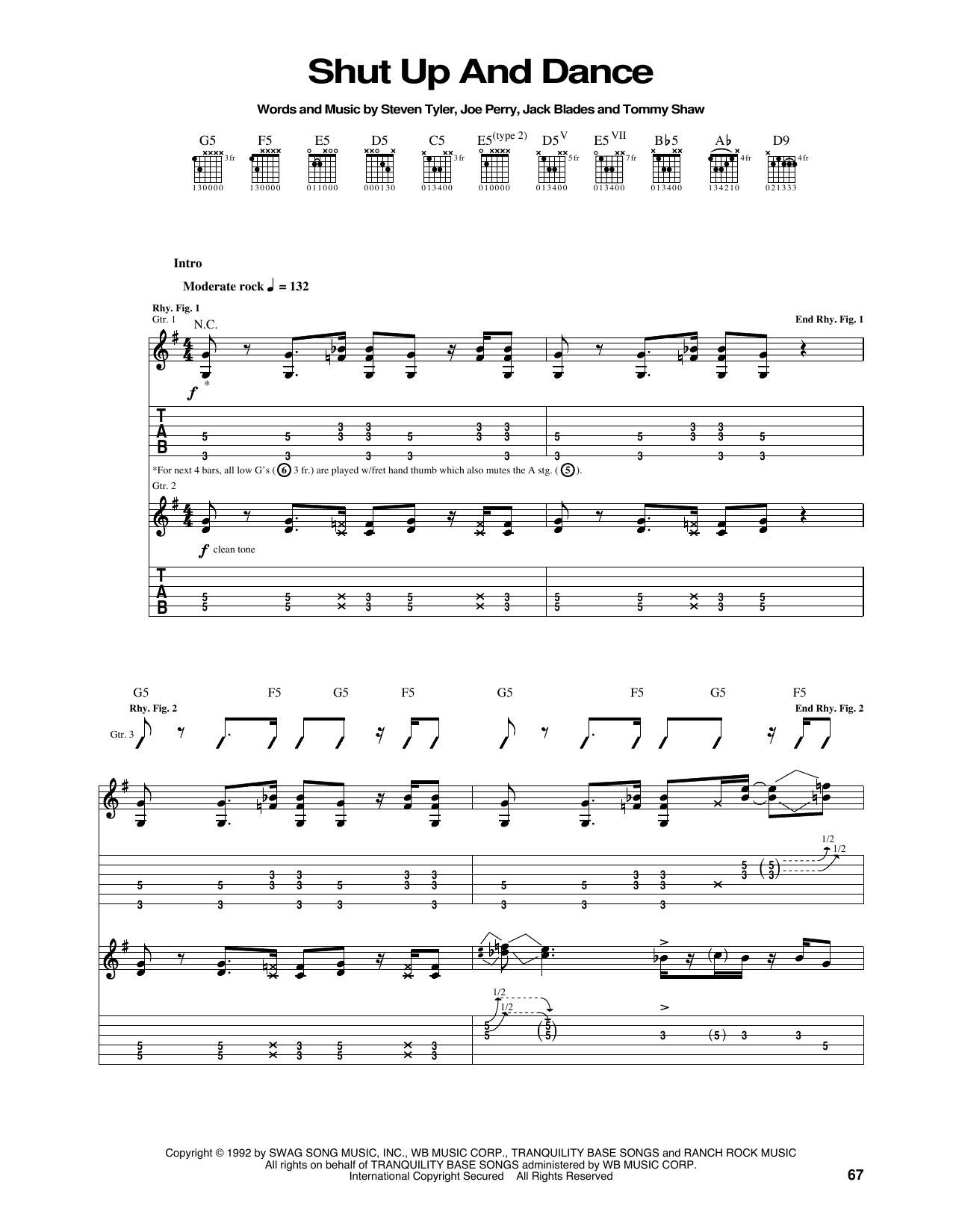 Download Aerosmith Shut Up And Dance Sheet Music and learn how to play Guitar Tab PDF digital score in minutes