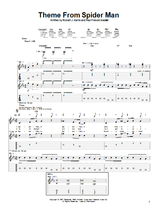 Download Aerosmith Theme From Spider-Man Sheet Music and learn how to play Guitar Tab PDF digital score in minutes