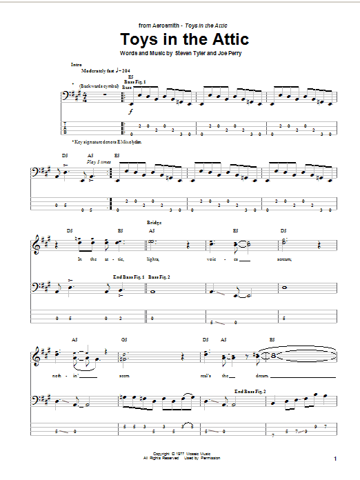 Download Aerosmith Toys In The Attic Sheet Music and learn how to play Bass Guitar Tab PDF digital score in minutes