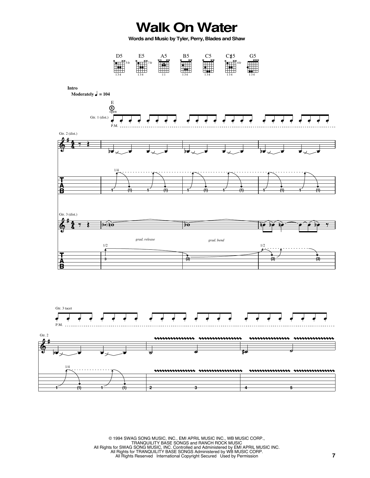 Download Aerosmith Walk On Water Sheet Music and learn how to play Piano, Vocal & Guitar Chords (Right-Hand Melody) PDF digital score in minutes