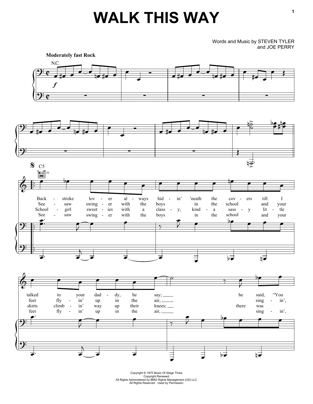Download Aerosmith Walk This Way Sheet Music and learn how to play French Horn PDF digital score in minutes