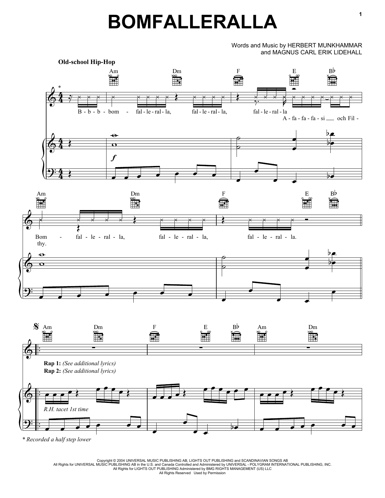 Download Afasi & Filthy Bomfalleralla Sheet Music and learn how to play Piano, Vocal & Guitar (Right-Hand Melody) PDF digital score in minutes