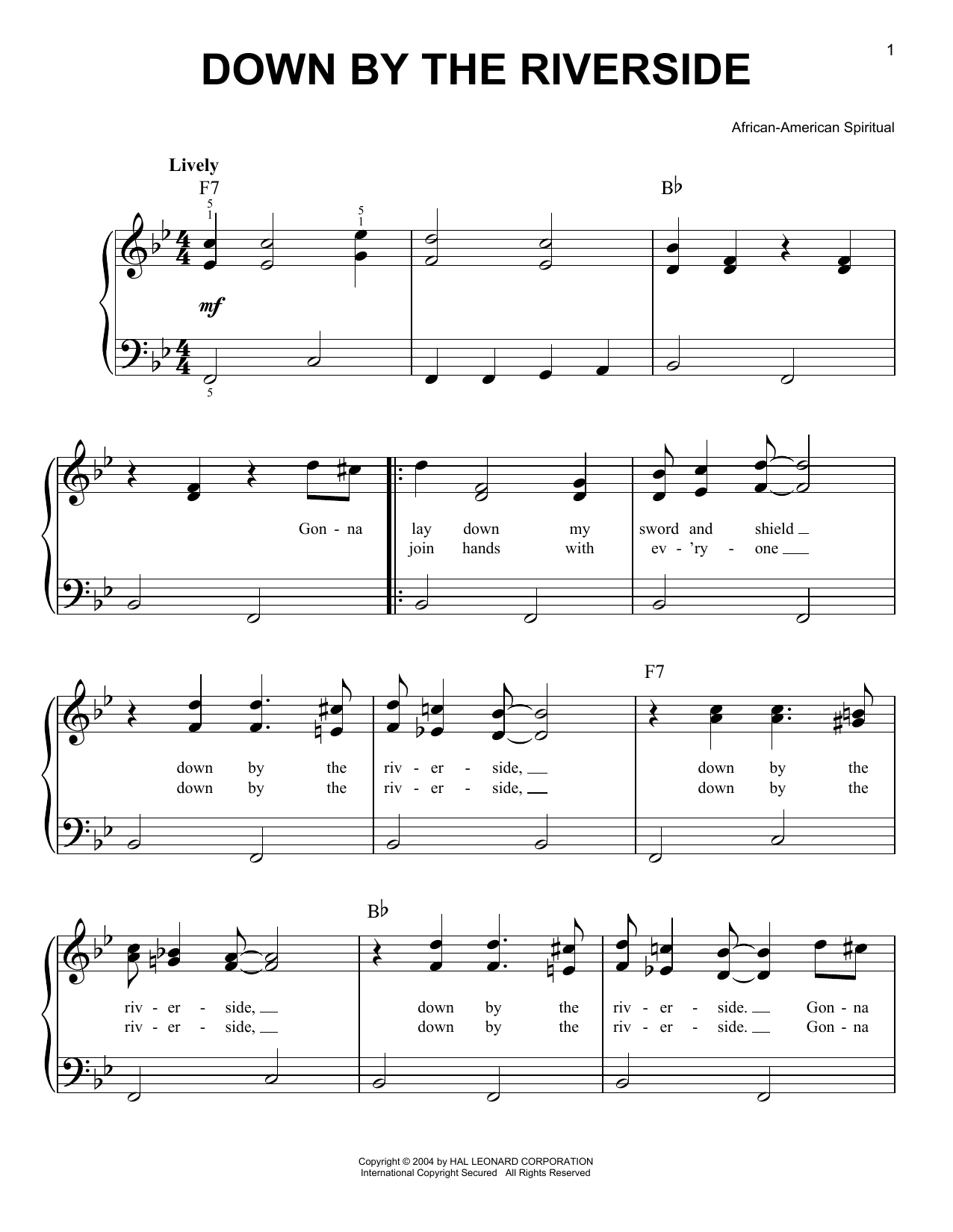 Download African-American Spiritual Sheet Music and learn how to play Lyrics & Piano Chords PDF score in minutes