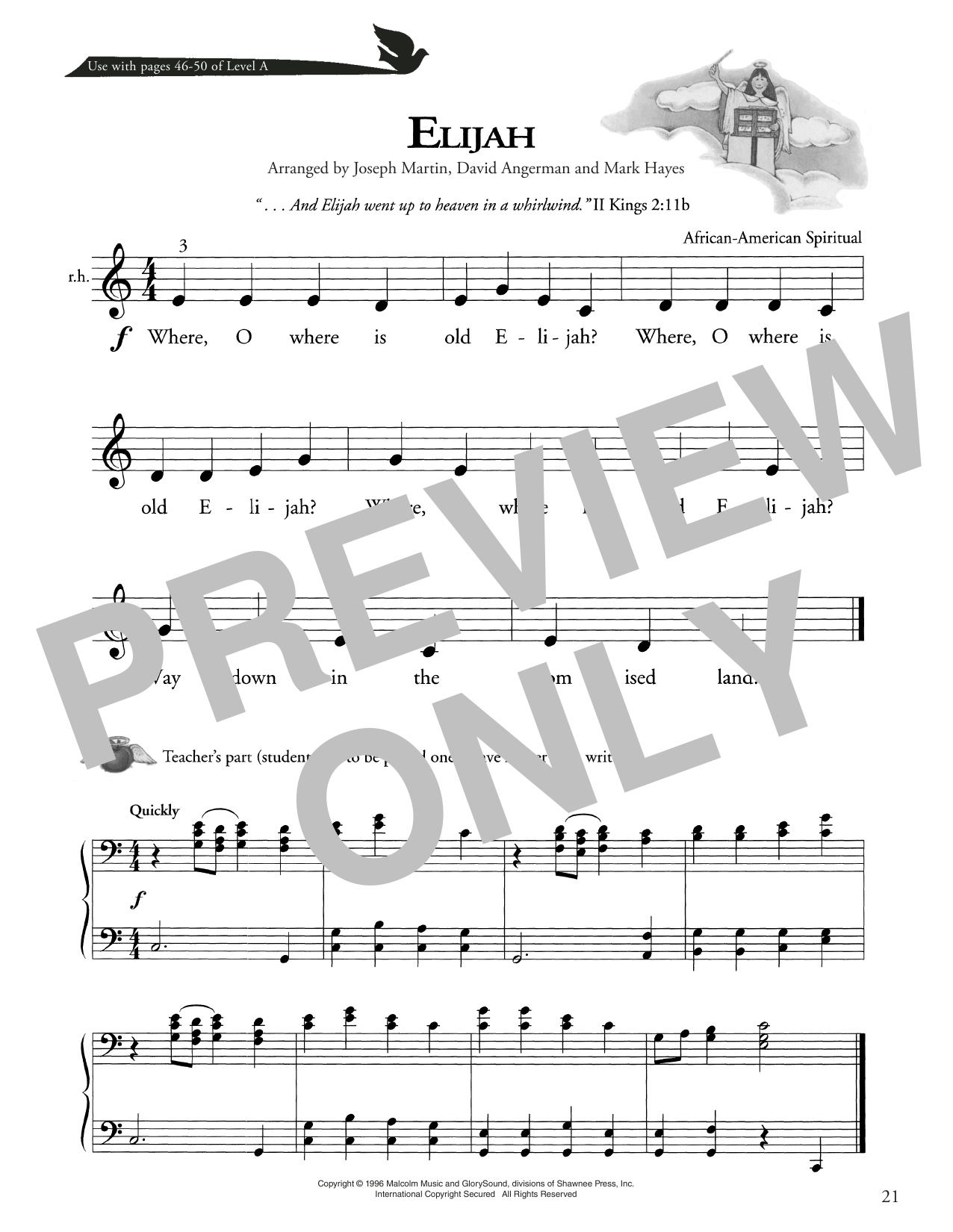Download African American Spiritual Elijah Sheet Music and learn how to play Piano Method PDF digital score in minutes