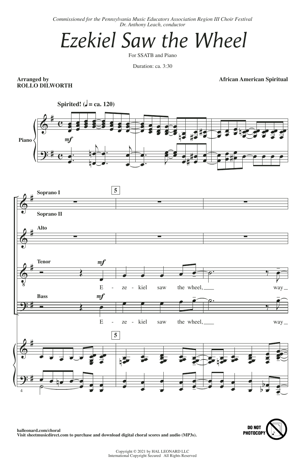 Download African American Spiritual Ezekiel Saw The Wheel (arr. Rollo Dilworth) Sheet Music and learn how to play SATB Choir PDF digital score in minutes