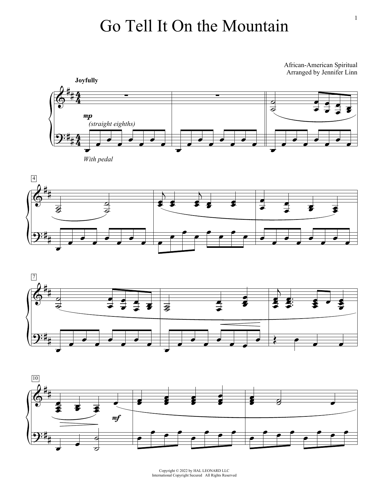 Download African American Spiritual Go Tell It On The Mountain (arr. Jennifer Linn) Sheet Music and learn how to play Educational Piano PDF digital score in minutes