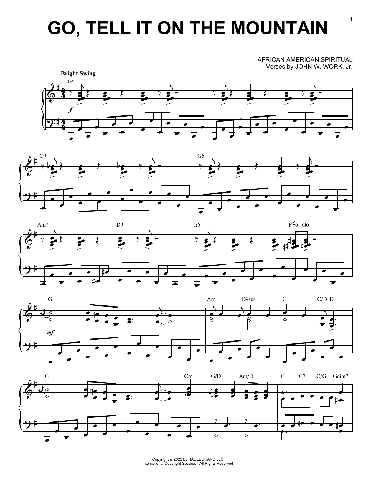 Download African American Spiritual Go, Tell It On The Mountain [Boogie Woogie version] (arr. Brent Edstrom) Sheet Music and learn how to play Piano Solo PDF digital score in minutes