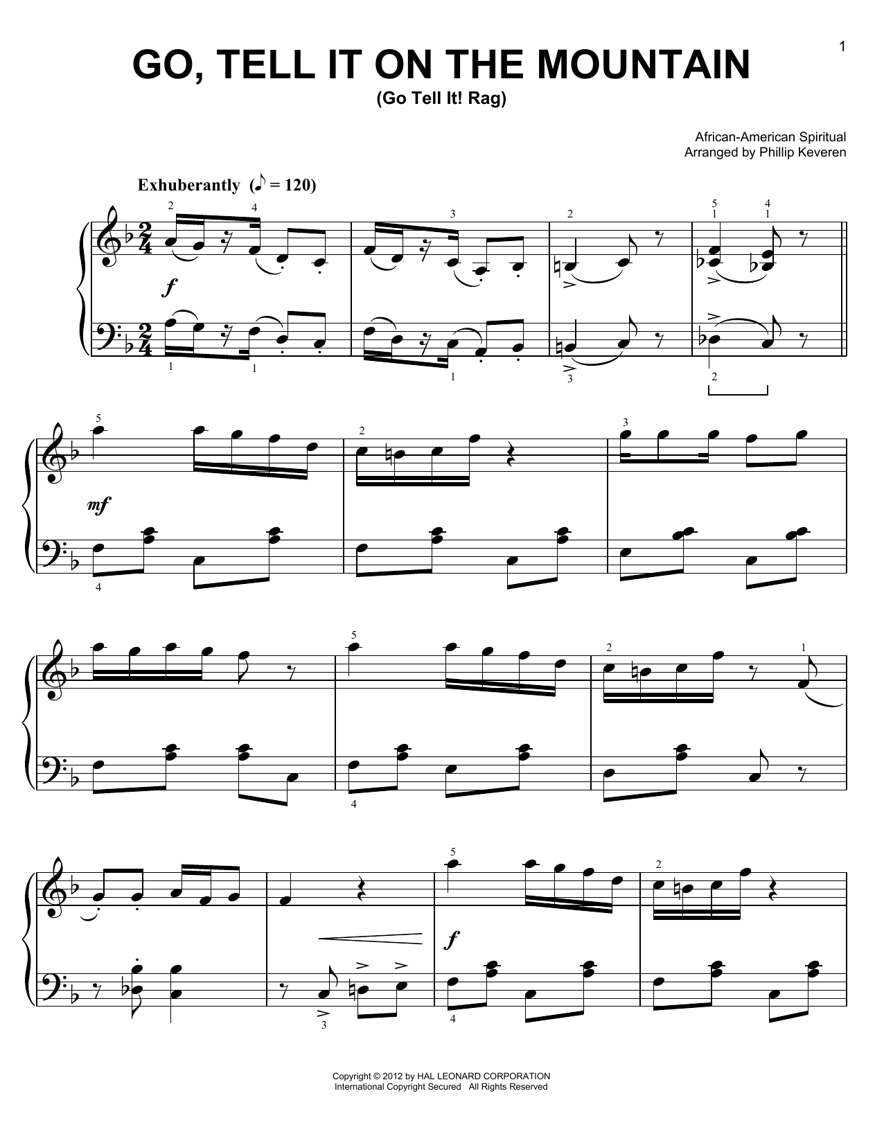 Download African-American Spiritual Go Tell It On The Mountain Sheet Music and learn how to play Easy Piano PDF digital score in minutes